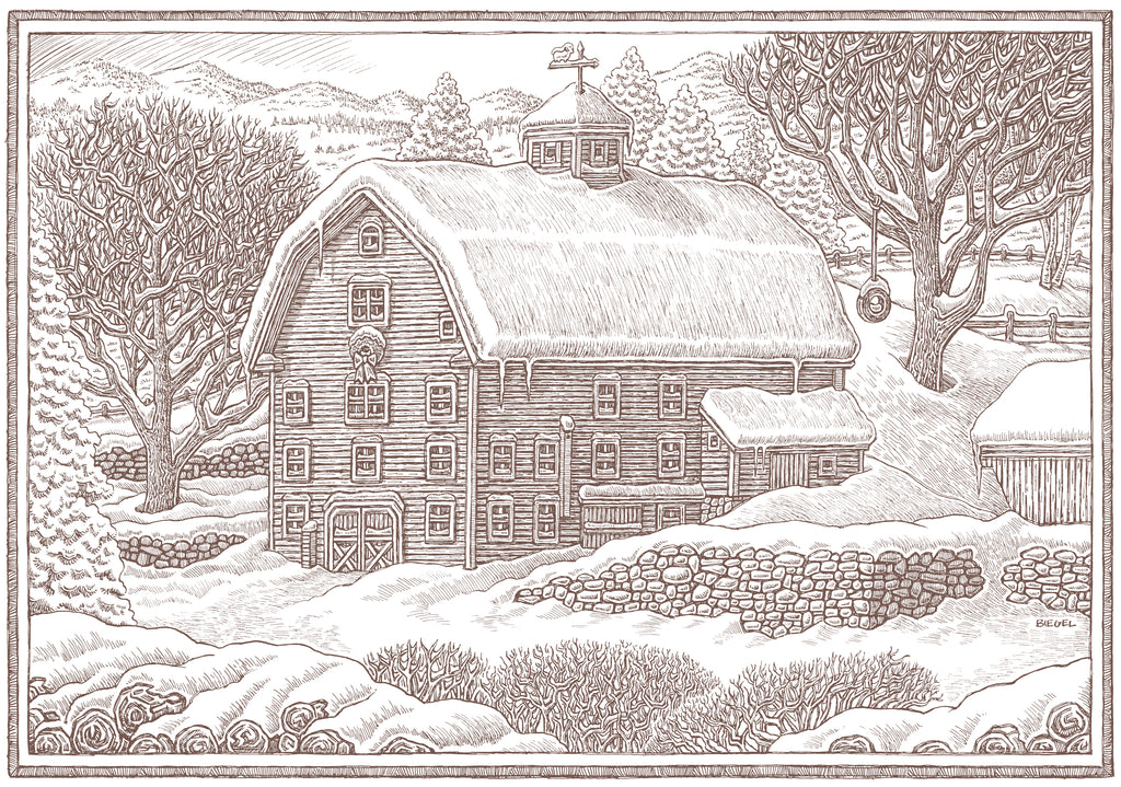 Scenic Winter Barn in Vermont Holiday Card