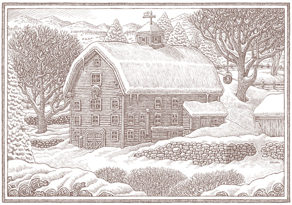Scenic Winter Barn in Vermont Holiday Card