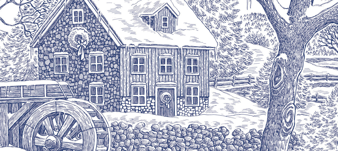grist mill traditional mill greeting card