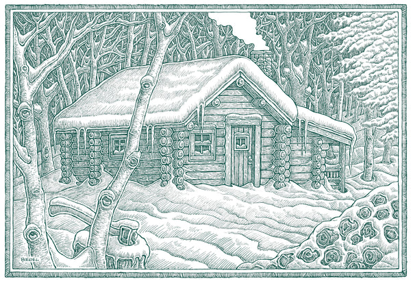Winter Log Cabin