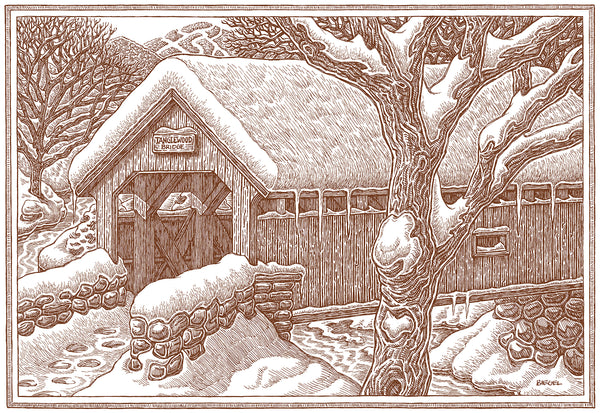 covered bridge at tanglewood by artist mike biegel