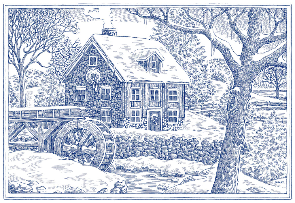 Traditional Mill or Gristmill Winter Note Card